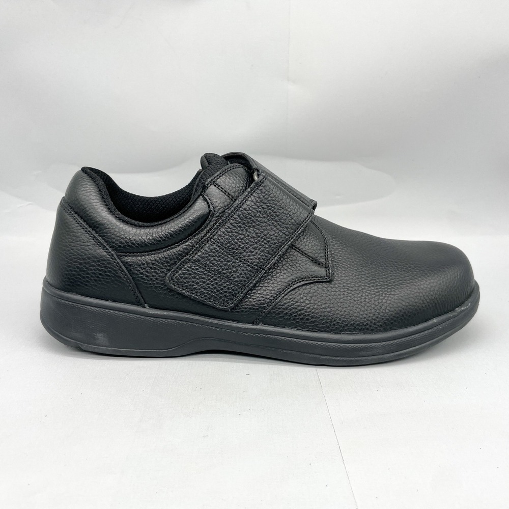 OrthoFeet 510 Mens 12 2E Wide Black Leather Single Monk Strap Walk Shoes Comfort